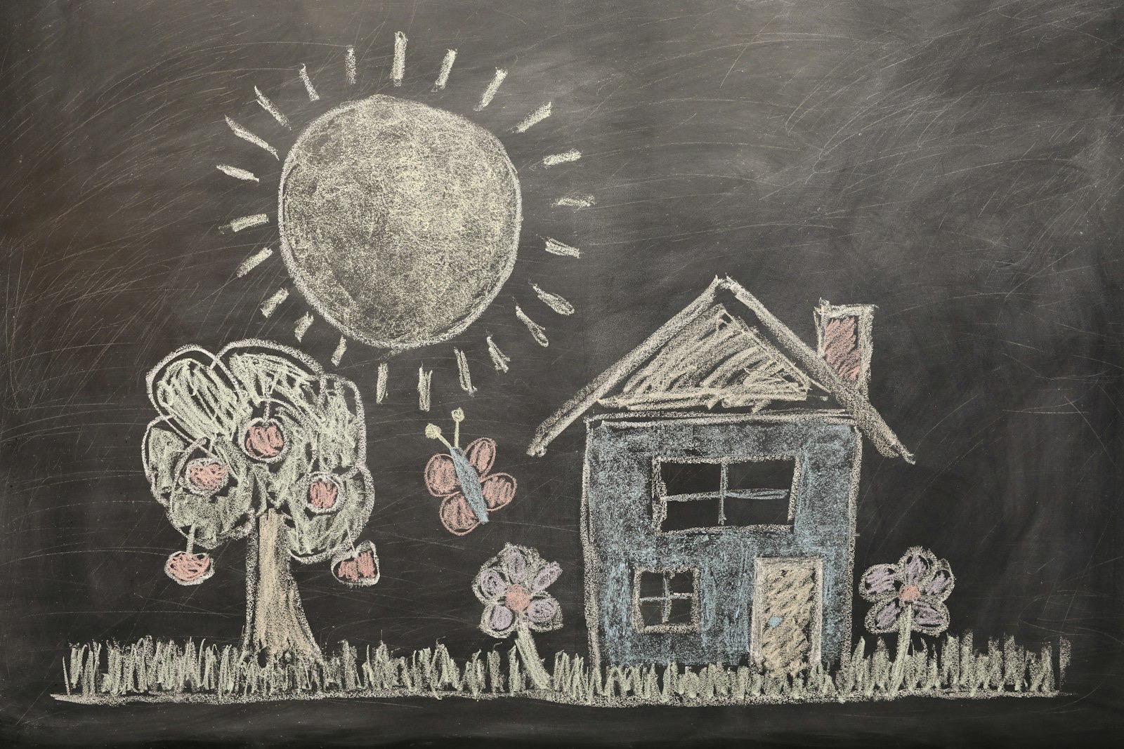 brown and blue house painting